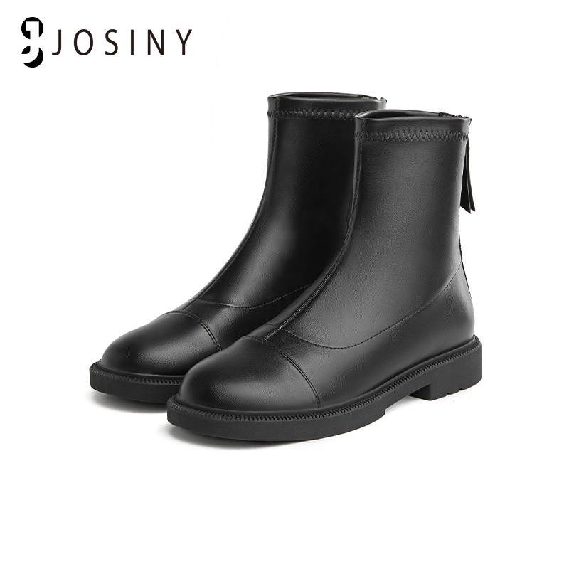 JOSINY 2022 New Winter Shoes For Women PU Leather Zipper Ankle Boot Mixed Color Ladies Round Toe Fashion Shoes