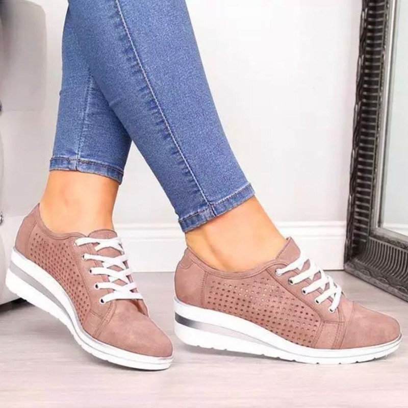 2021 Women Casual Shoes Fashion Hollow Out Summer Women Shoes Breathable Mesh Sneakers Ladies Lace Up Loafers Shoes