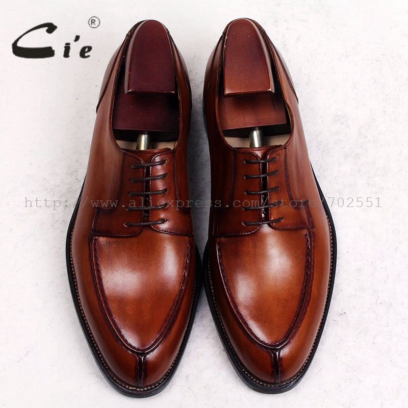 Cie-Men's Genuine Calfskin Leather Outsole Handmade Breathable Leather Brown Goodyear D143 Free Shipping