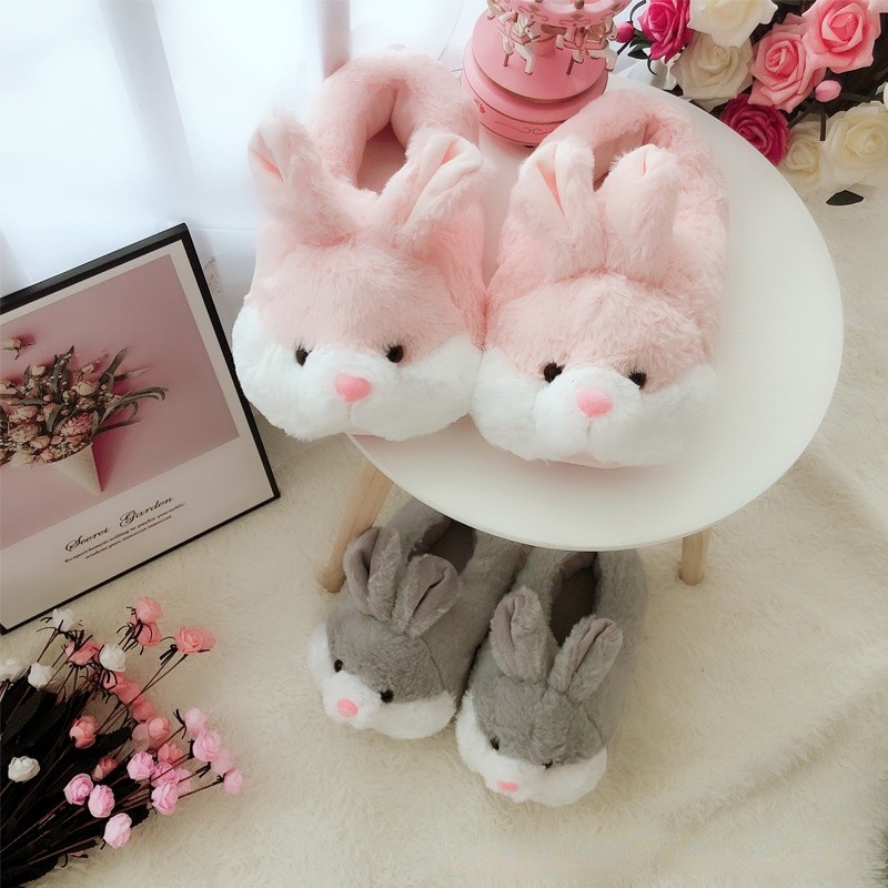 Women Fluffy Women Slippers Cute Cartoon Pink Rabbit Couples Fur Slides Bedroom Indoor Warm Rabbits Plush Ladies Casual Shoes loro piana shoes