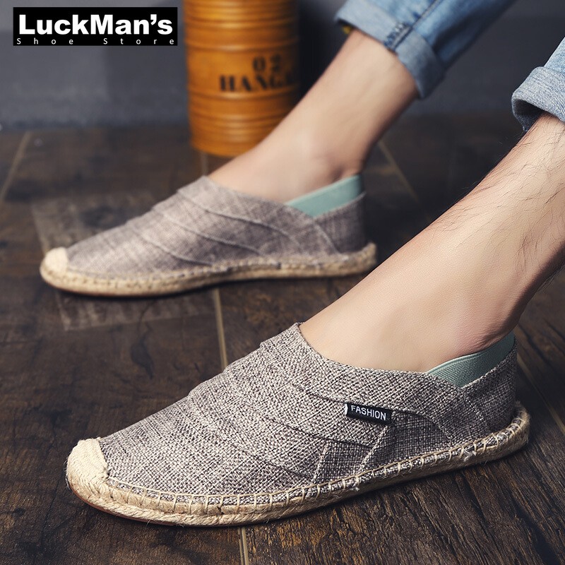 Men's Canvas Espadrilles, Casual Shoes Without Lace-up, Breathable, Handmade, Large Size 45