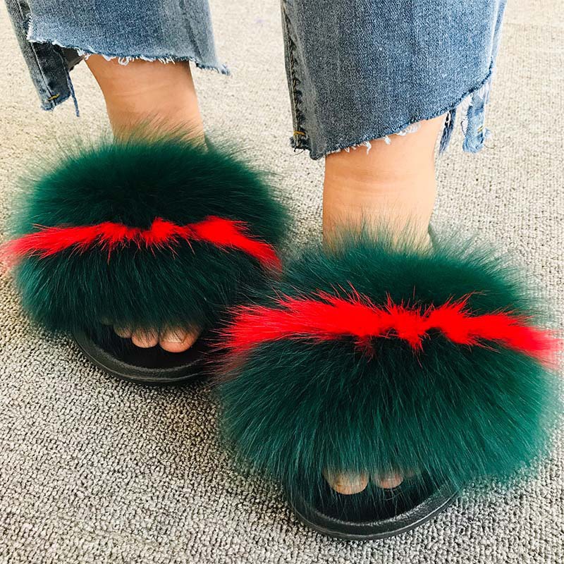 Natural Fur Slippers Women Home Fluffy Slippers House Furry Slides Luxury Summer Flip Flops with Real Fur Wholesale Dropshipping