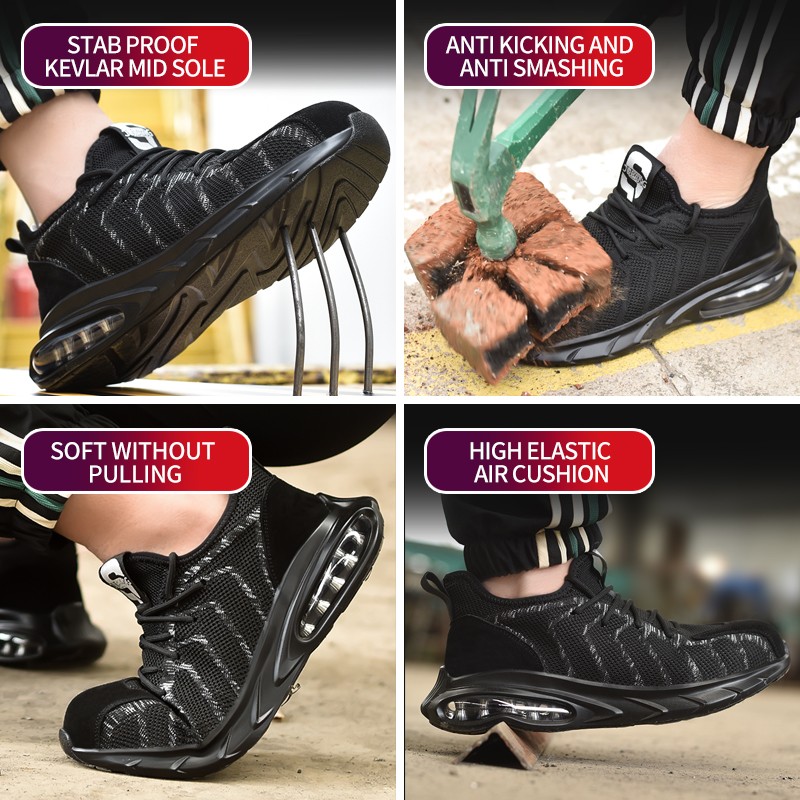 New work safety shoes men anti-smashing anti-puncture lightweight safety shoes all seasons soft breathable women work shoes