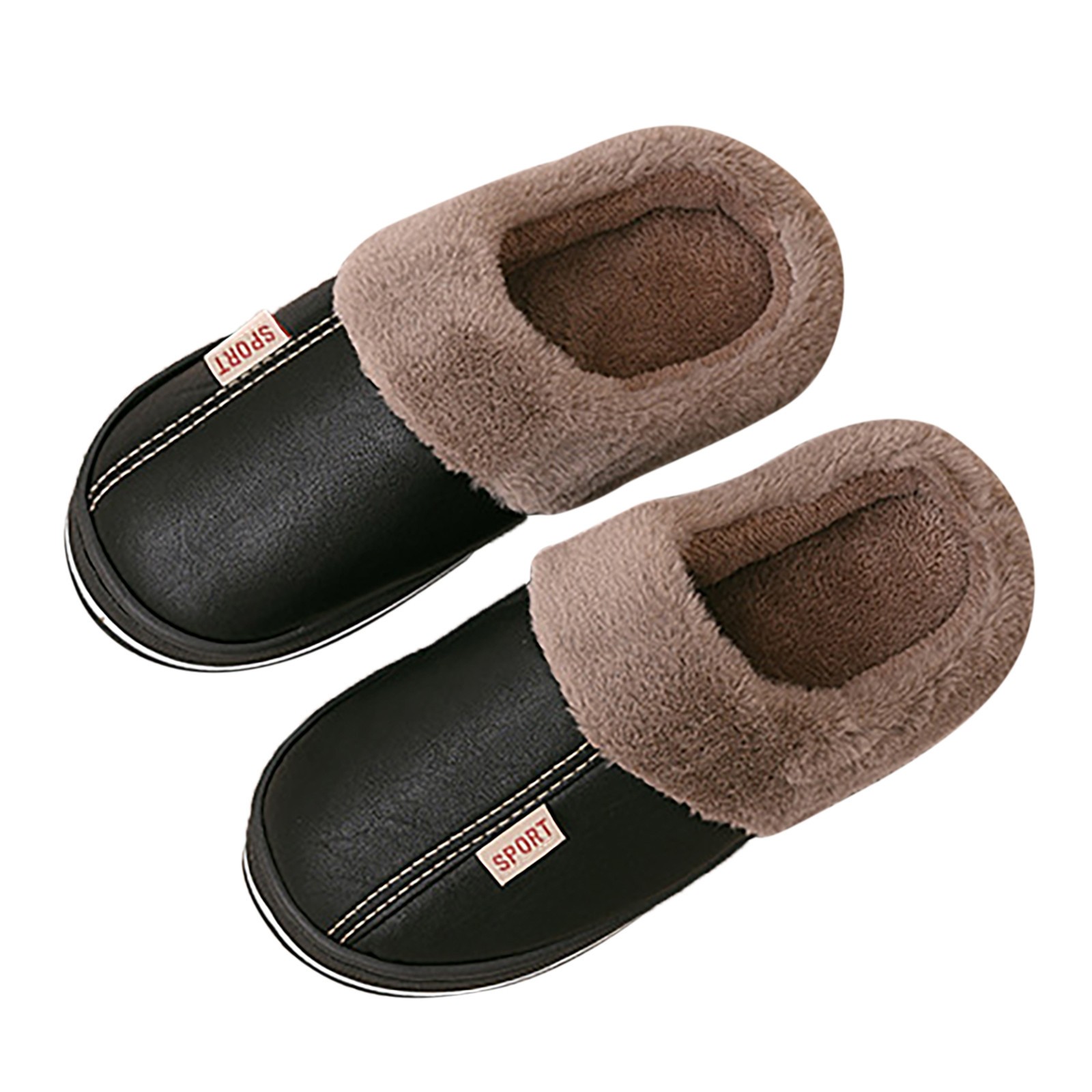 Slippers for women round toe flats plus velvet home indoor slippers for women comfortable winter warm plush non-slip shoes