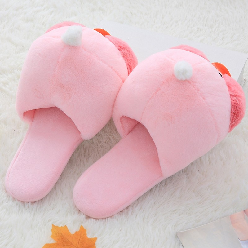 Net red hyaluronic acid little yellow duck slippers women warm plush home indoor non-slip cotton slippers in autumn and winter