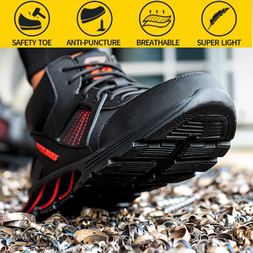 Steel Toed Anti-smashing Anti-stab and Penetration Safety Shoes Breathable Deodorant Non-slip Welding Work Shoes for Men