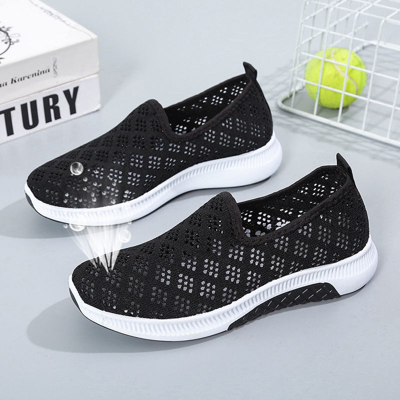 Summer Korean Fashion Mesh Women Shoes Comfortable Breathable Hollow Gym Walking Casual Sneakers Flat Ladies Vulcanized Shoes