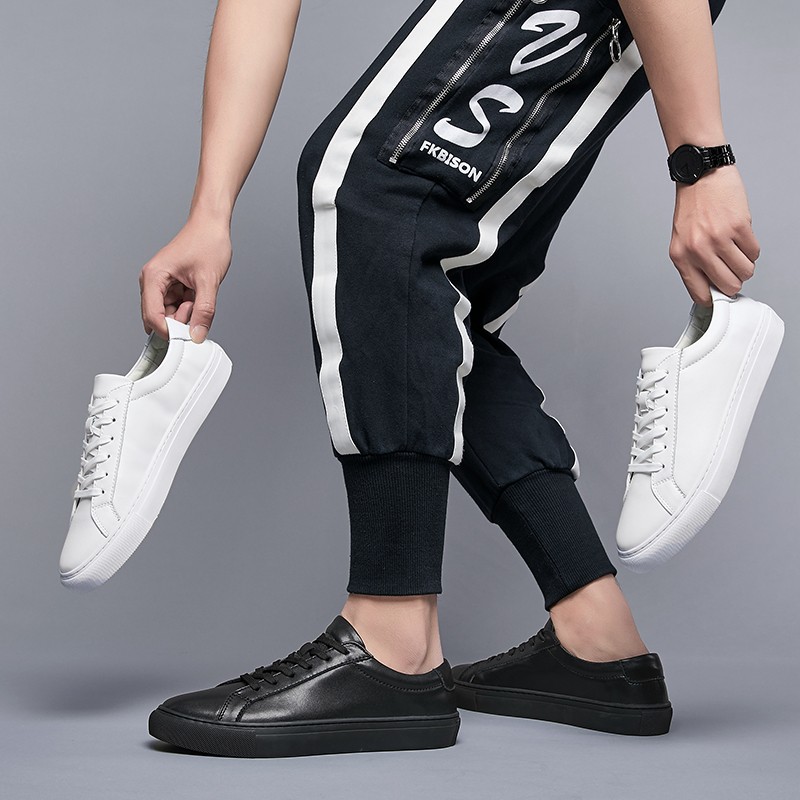 Men's Luxury Casual Shoes Men Flats Fashion White Sneakers Lace Up Real Leather Shoes White Sneakers