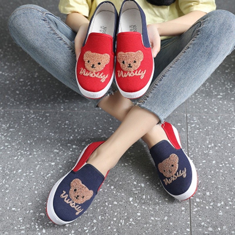 JERSEY-Women's Canvas Flats Canvas Shoes Comfortable Round Toe No Lace-up Plus Size 35-40 Casual Date F950 Spring Autumn