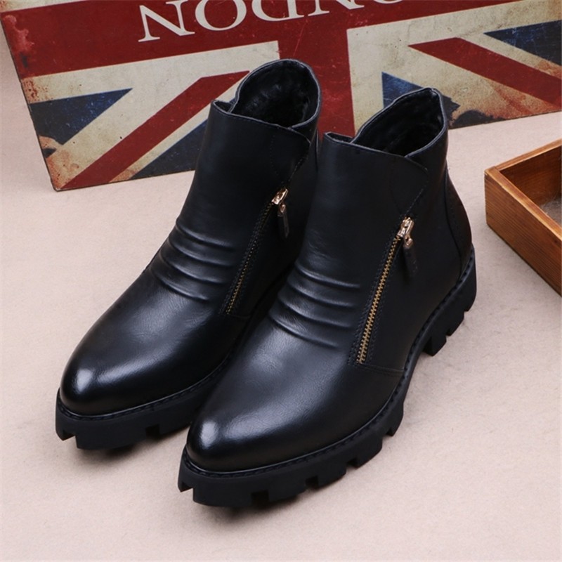 Brand Men Botas Hombre Ankle Boots Fashion Men Leather Chelsea Boots Men Moccasins Motorcycle Mens Warm Boots Men Work Shoes