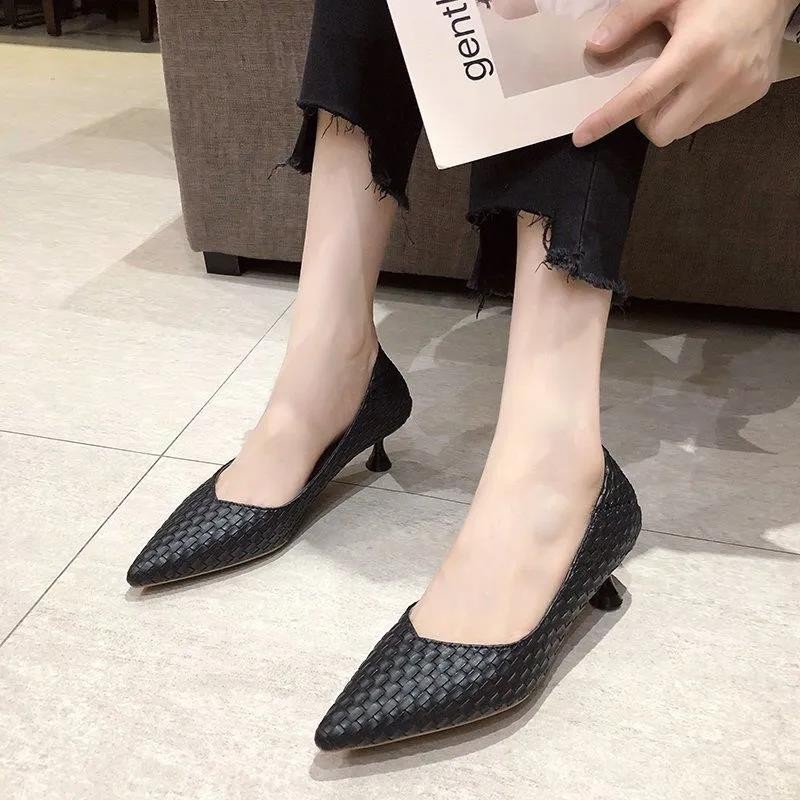 Women Pumps Fashion Office Lady Med Heels Shoes Woman Thin Heel Female Work Shoes Spring Autumn Pointed Single Shoes