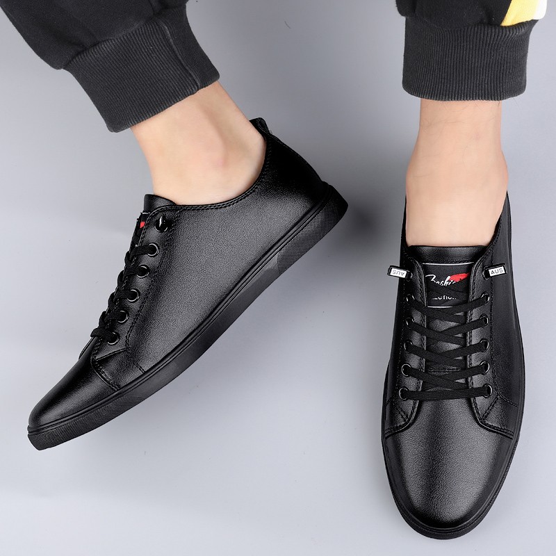 Men's Genuine Leather Casual Shoes Fashion Designers Flats Black Sneaker High Quality Minimalist Shoes For Men Vulcanized Shoes