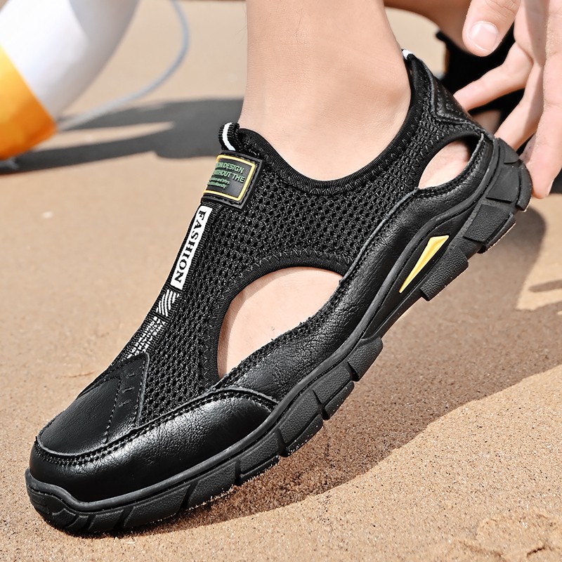 men sandals 2022 beach shoes new summer sandals male genuine leather shoes man casual shoes for men black flip flops slippers
