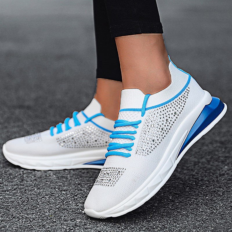 Flat Women's Shoes Plus Size 35-43 Fashion Lace-up Mesh Breathable Hot Drill Socks Casual Women Sneakers Running Women's Shoes