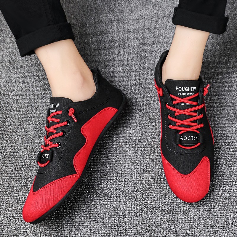 Breathable canvas shoes men's shoes comfortable lace-up loafers shoes classic trendy mixed colors flat shoes light casual shoes