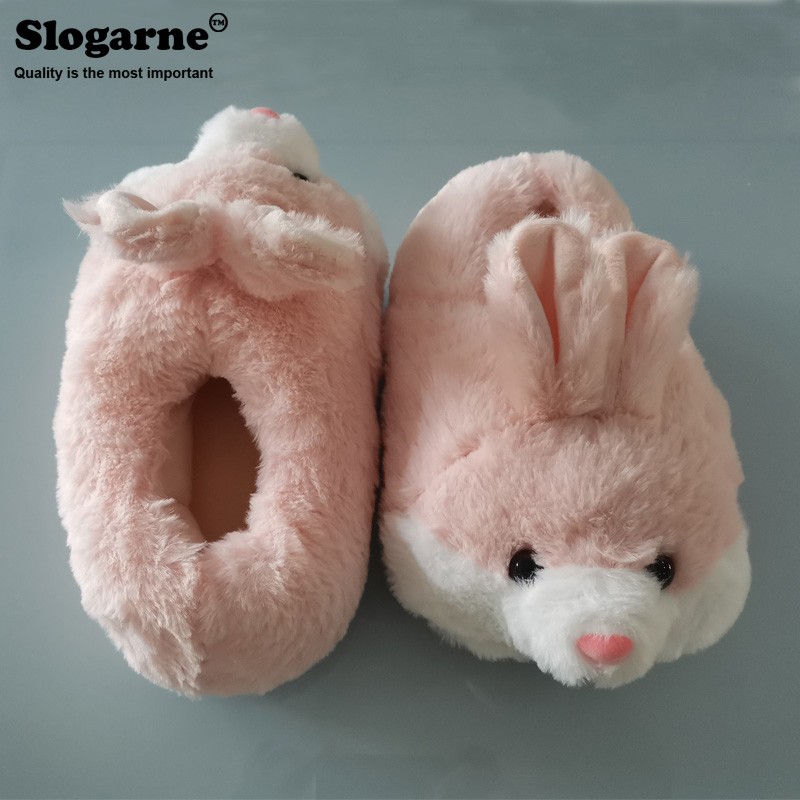 Winter Slippers For Couples Unisex Women Men Home Slippers Cute Animal Rabbit Indoor Shoes Lover Non-slip Warm Cotton Soft Plush