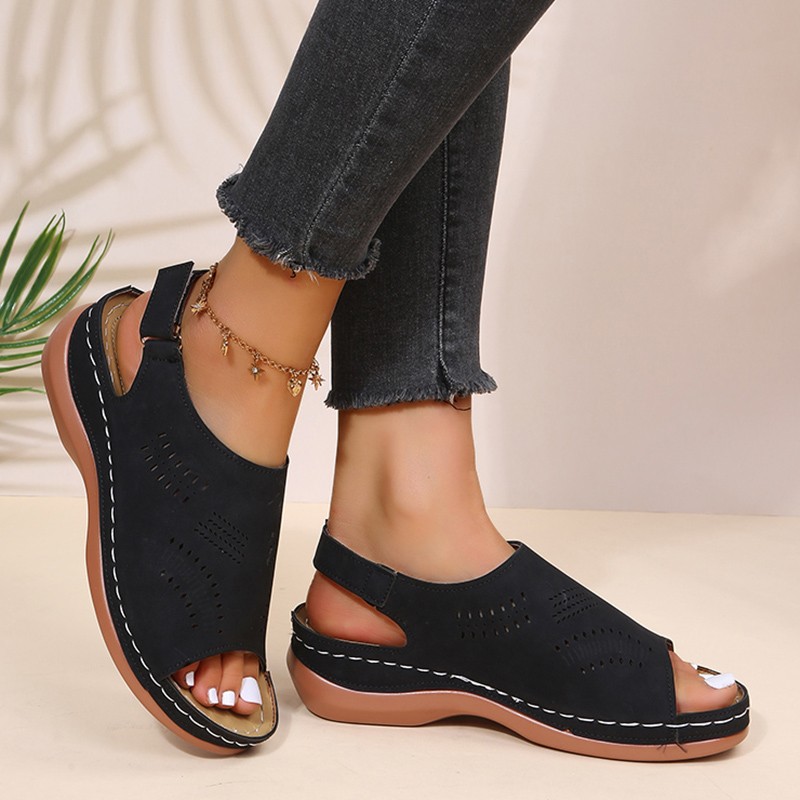 Remusi 2022 Summer Platform Sandals Non-Slip Women PU Leather Open Toe Wedges Sandalias Mujer Light Casual Beach Shoes Woman