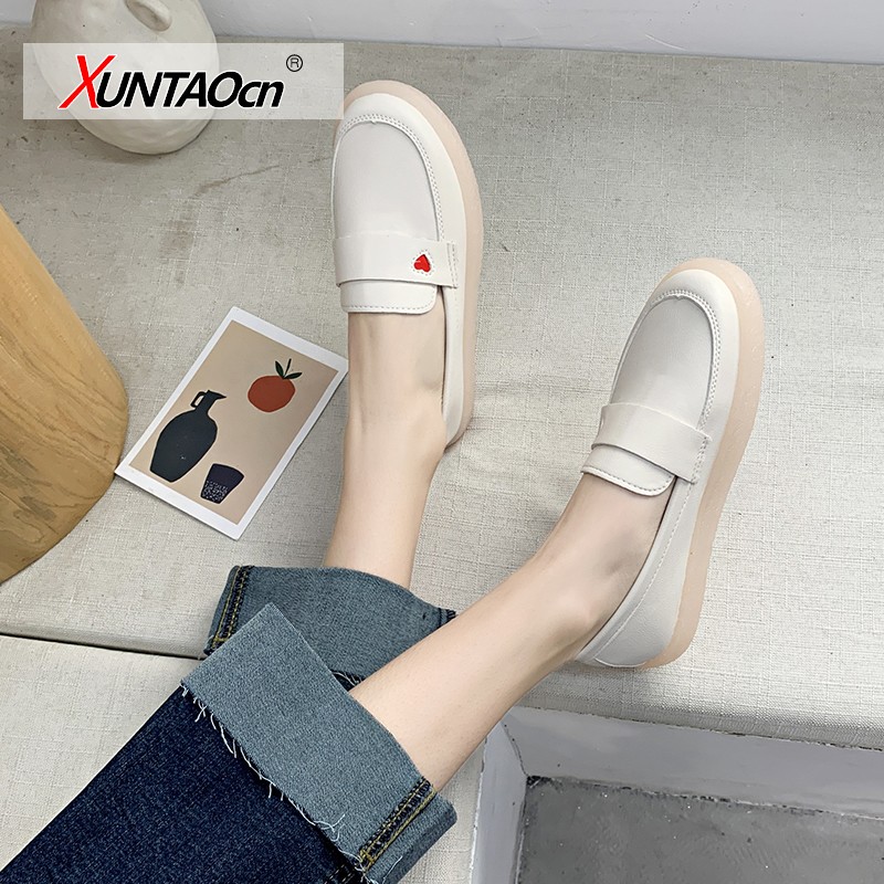 New Fashion Soft Bottom Women Flats PU Leather Nursing Shoes Leather Comfort Oxford Shoes For Women Shoes Women Loafers Spring