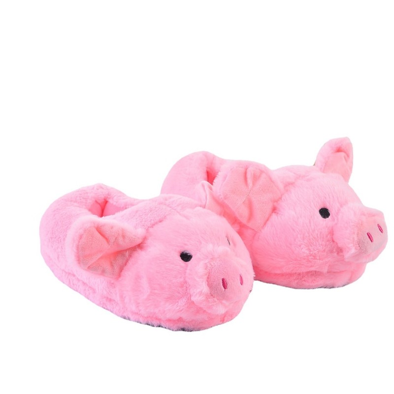 Cute Pink Toot Pink Pig Plush Slippers Home Indoor Piggy Soft Girl Heart Pig Warm Pig Cotton Slippers For Ladies