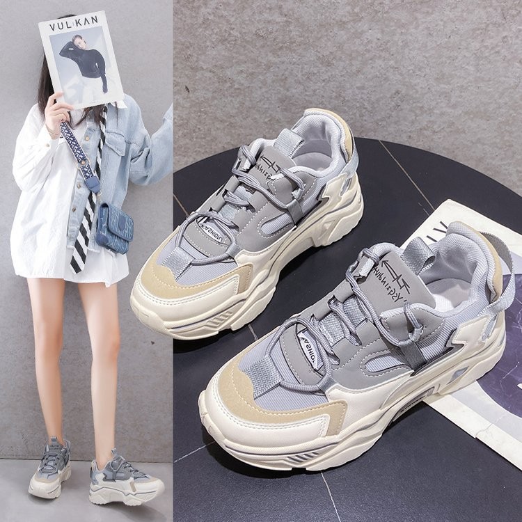 2022 new summer Harajuku breathable mesh spring and autumn popular women's casual sports shoes thick-soled shoes four seasons