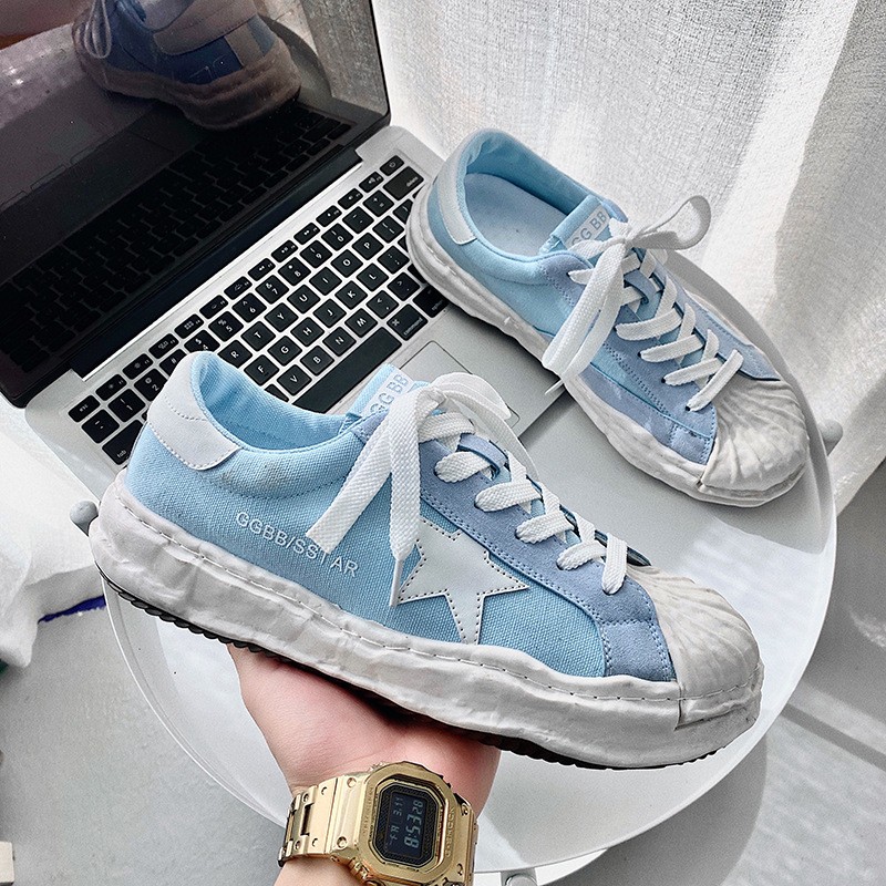 Fashion Men Canvas Casual Sneakers Korea INS Retro Dissolving Sneakers Big Head Male Ulzzang Comfortable Thick Soled Shoes