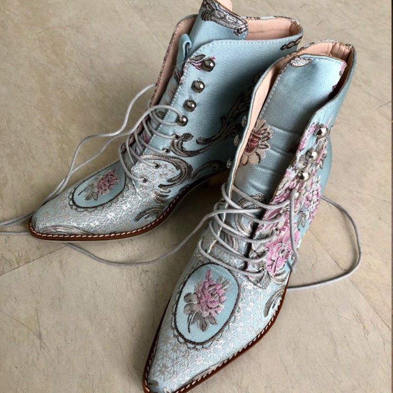 women ankle boots free plus size 22-26.5cm length free women winter boots woman embroidered flower fashion all-match