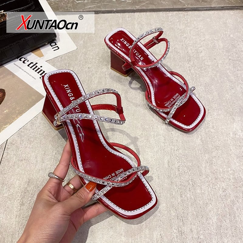 Women Sandals 2022 Summer Women Shoes Transparent Heeled Women Beige New Fashion Zapatillas Mujer Casa Sapato Feminino