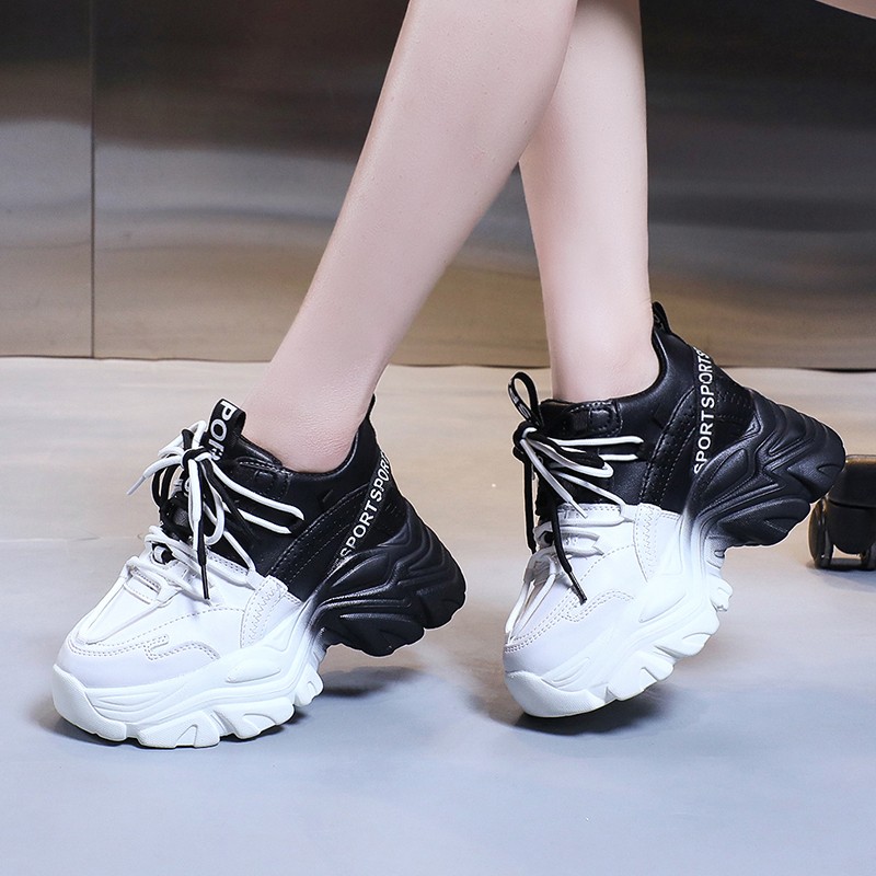 Rimocy High Street Fashion Women Sneakers Chunky Platform Mix Color Vulcanize Shoes Woman 2022 Spring Thick Sole Lace Shoes