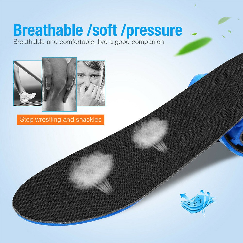 Man Woman Breathable Shock Absorption Orthotic Arch Support Insoles Shoe Pad Foot Care Blue Running Sports Cushion Non-slip Soft