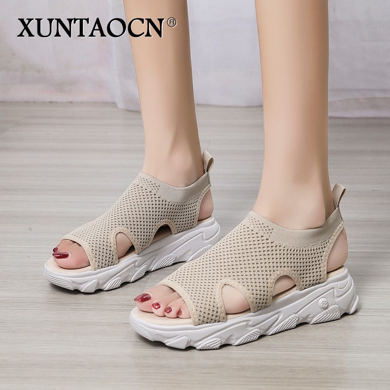 2022 New Summer Women Sandals Sexy Shoes Crystal Casual Woman Flats Buckle Strap Ladies Fashion Beach Shoe Big Size