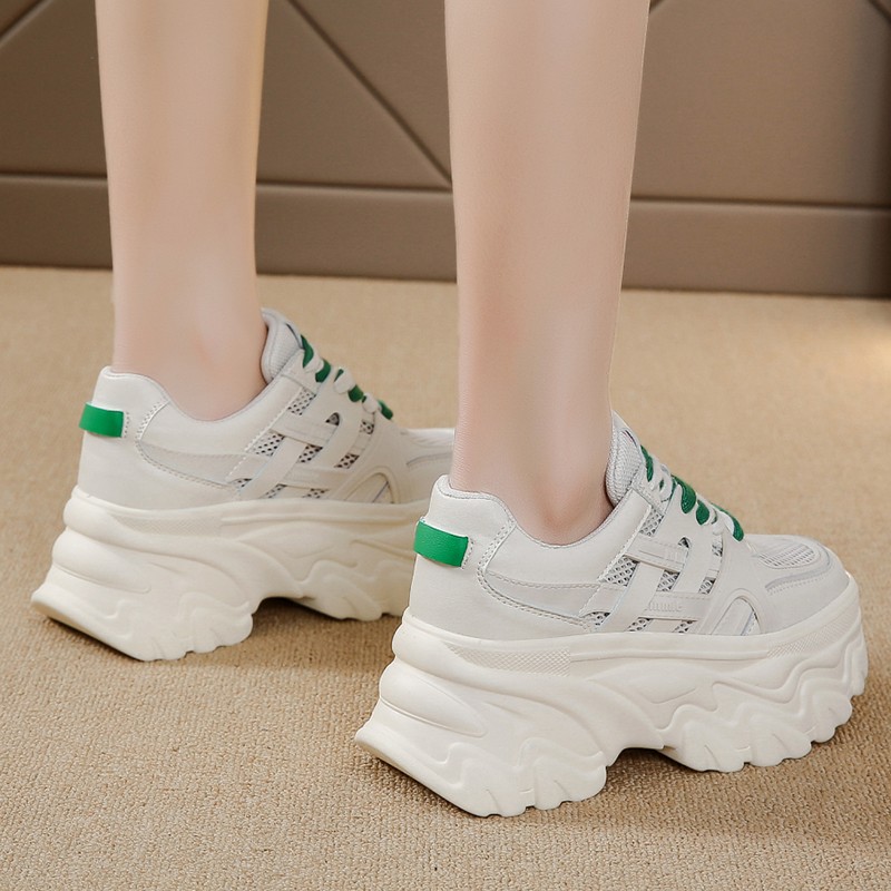 Lucifer Breathable Mesh Chunky Sneakers Women 2022 Comfortable Thick Bottom Vulcanized Shoes Woman Mixed Color Platform Shoes Mujer