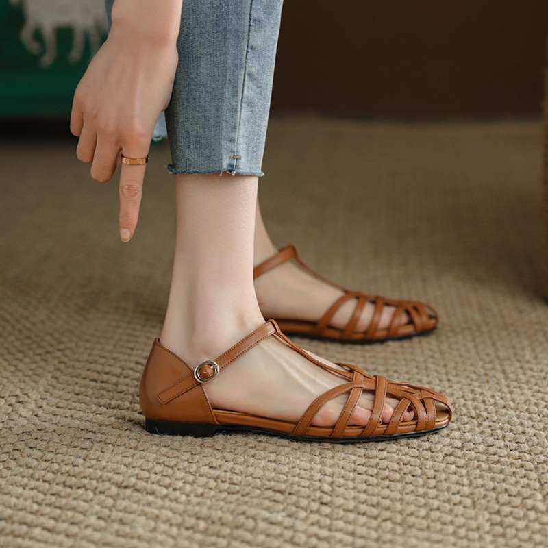 New Size 34-40 Women's Gladiator Sandals Genuine Leather Buckle Summer Ins Shoes for Woman Casual Fashion Holiday Shoes