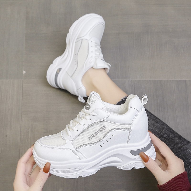 Rimocy 2022 New Fashion Women Chunky Sneakers PU Leather Platform White Shoes Woman Spring Autumn Thick Bottom Female Trainers