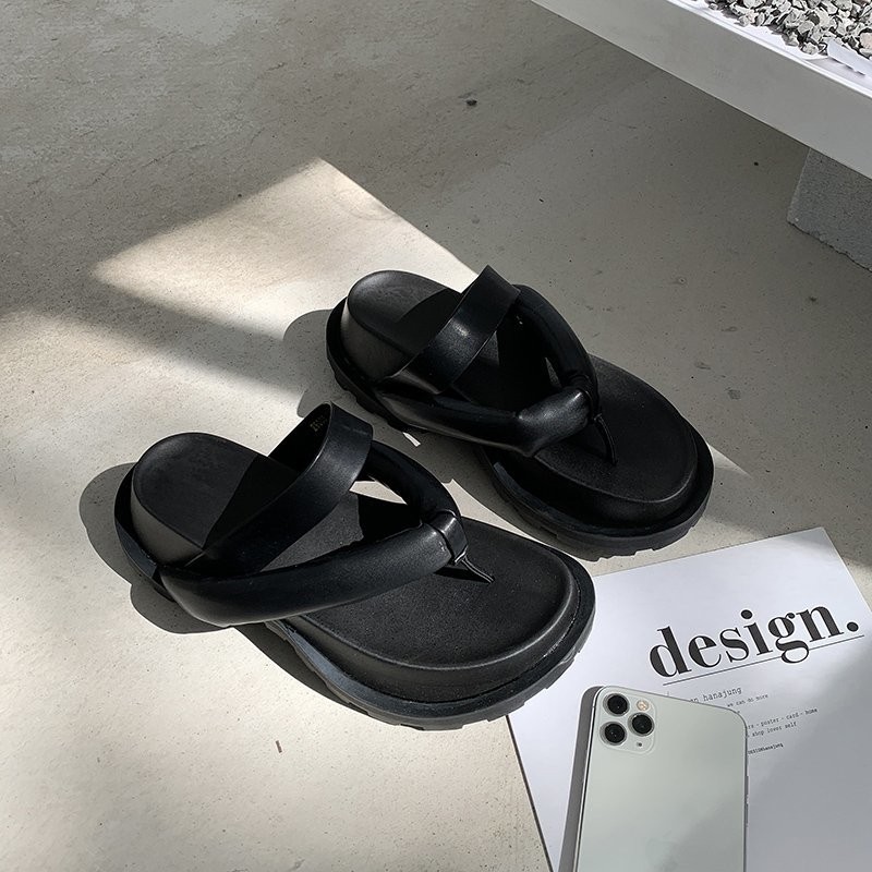 2021 new clip toe thick platform slippers women casual strap summer beach flip flops woman non-slip outdoor rome sandals