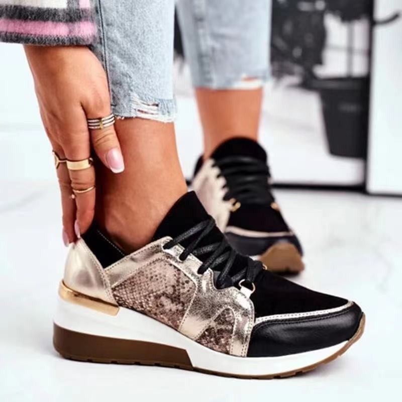 2022 ladies sneakers spring and autumn slope heel platform shoes casual shoes outdoor non-slip walking shoes women's shoes