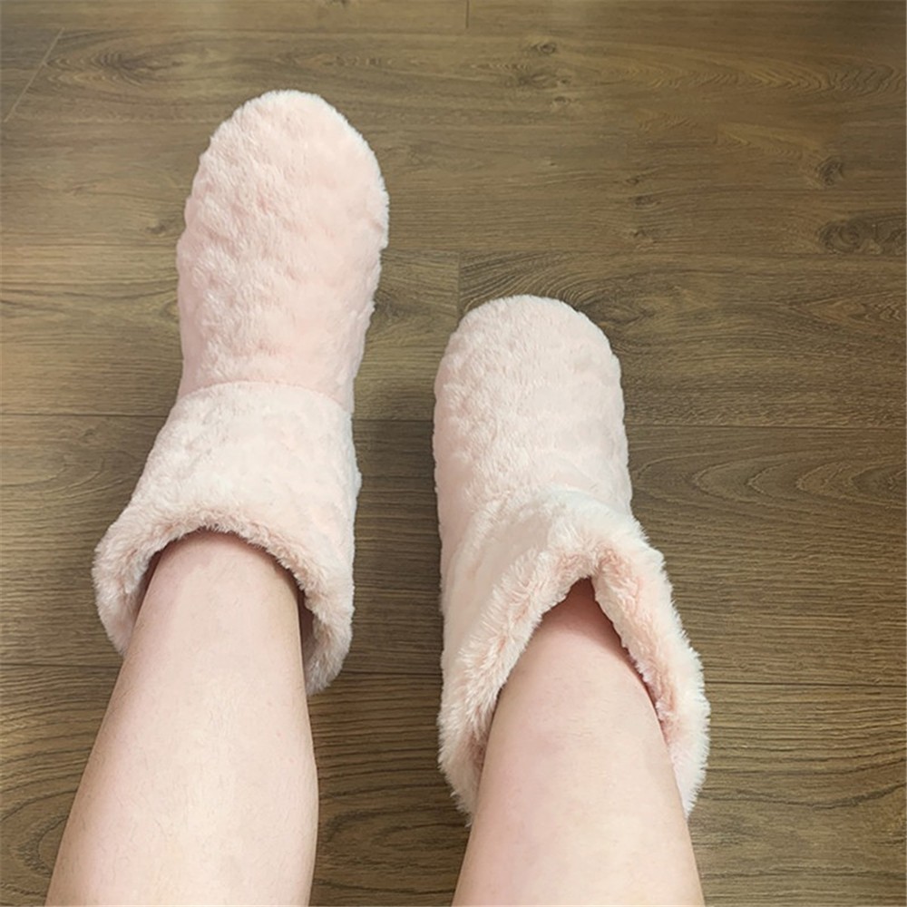 women cotton slippers winter warm feel ce indoor floor shoes socks love style slip-on soft non-slip female plush shoes