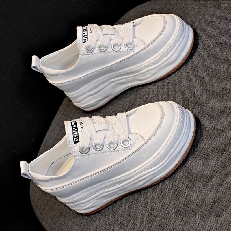 Fujin 7cm genuine leather wedge sneakers platform shoes women sneakers fashion white shoes spring autumn summer casual shoes