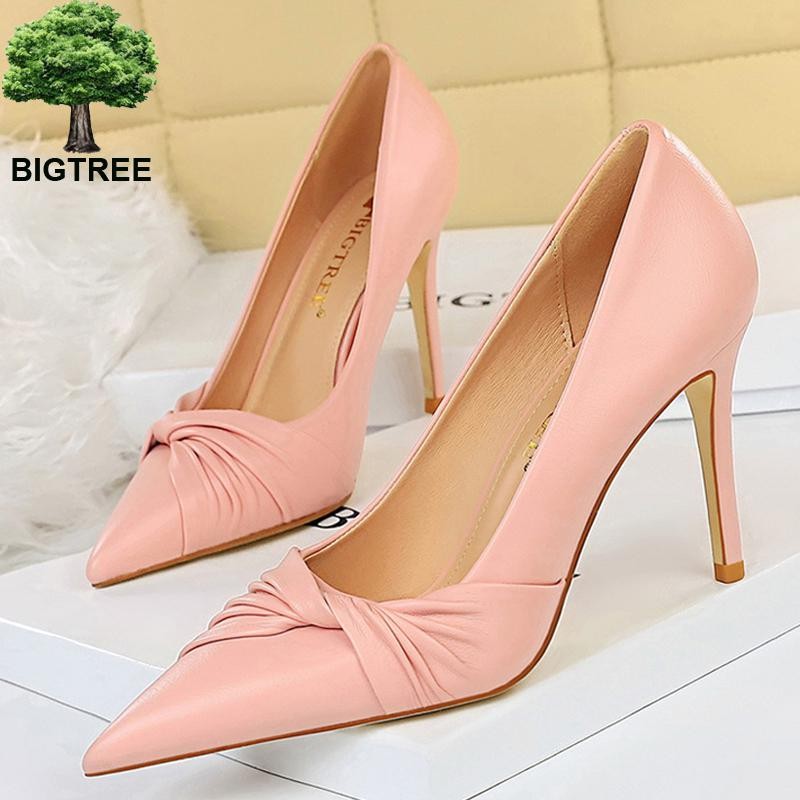 BIGTREE Spring Shoes Woman Pumps Pu Leather Shoes Women Heels Stiletto Fashion Office High Heel Shoes Ladies Shoes Plus Size 43