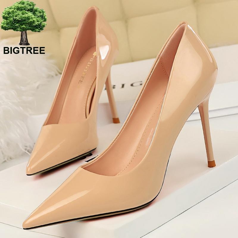 BIGTREE Shoes Woman Fashion Pumps Patent Leather High Heels Stiletto Heels Occupation OL Office Shoes Sexy Heels Plus Size 43