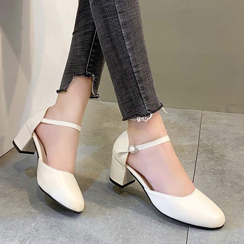 Rimocy Black Women Mary Jane Round Heel Pumps Women Platform Thick Heel Ankle Strap Shoes Women Summer PU Faux Leather Boots