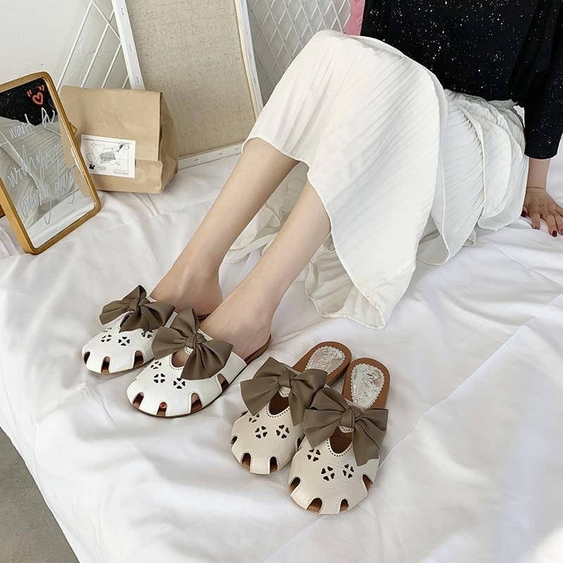 Slippers women's clothing outside 2021 summer new versatile Korean fashion beach shoes flat bottom sandals baotou semi sandals