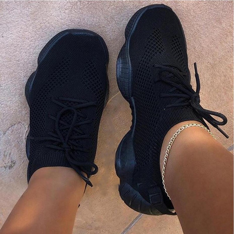 Fashion platform sneakers women running sneakers summer breathable mesh casual shoes women lace-up ladies vulcanized shoes