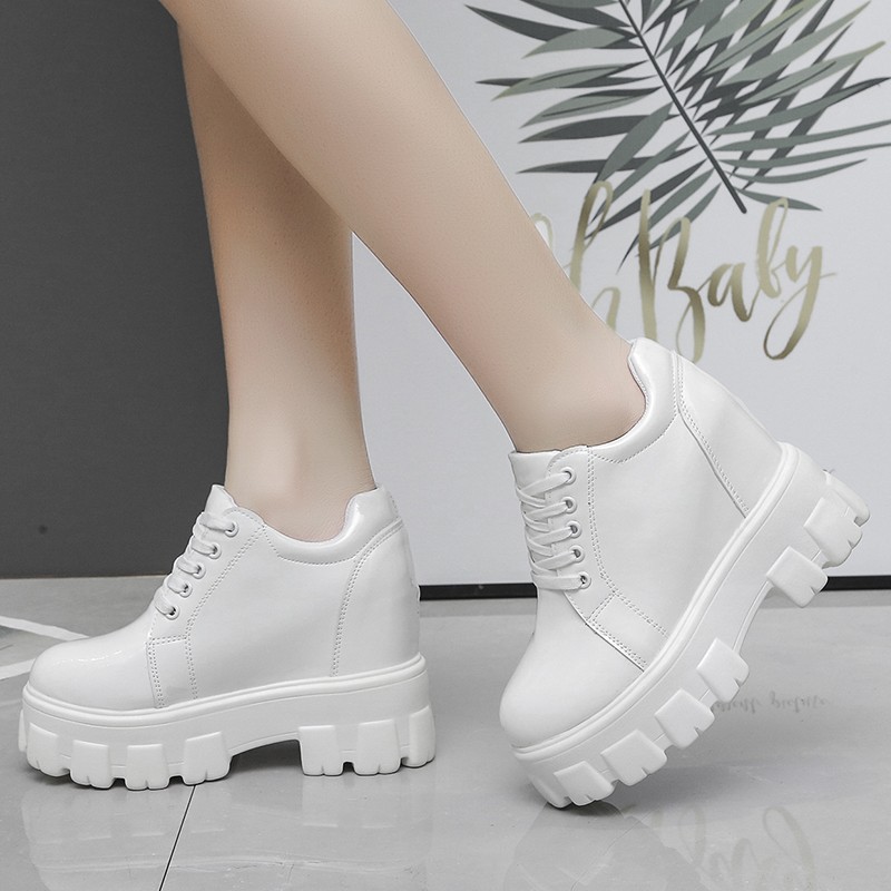 Rimocy Platform Chunky Ankle Boots For Women Height Increasing Thick Sole Gothic Shoes Woman Punk Style Patent Leather Socks