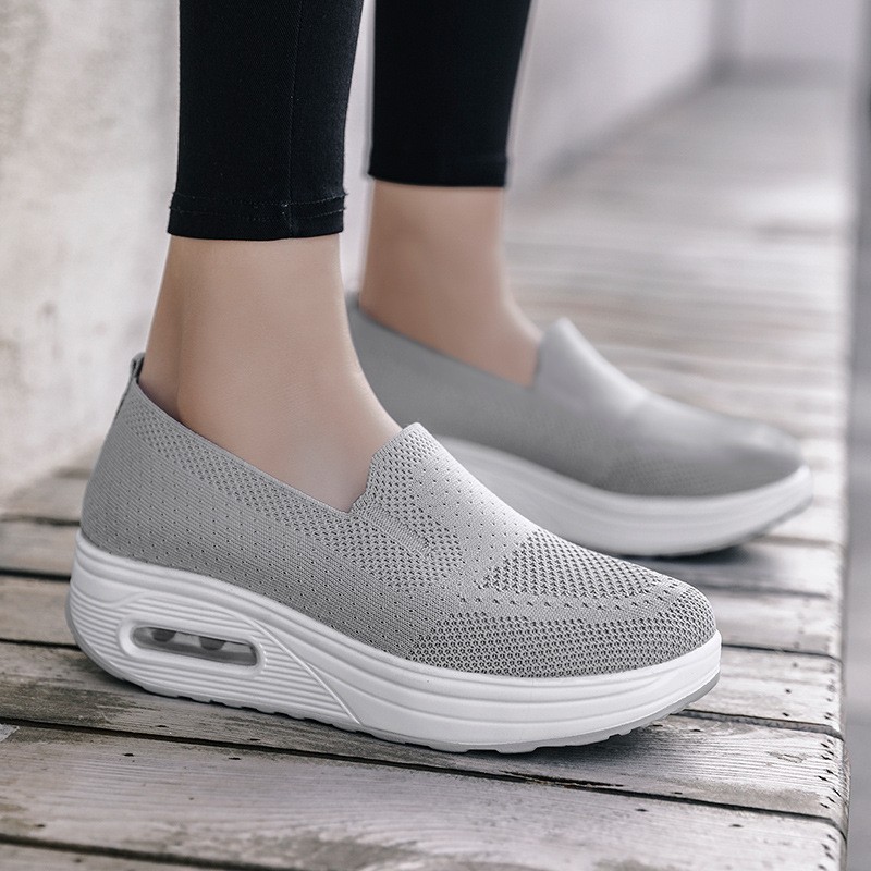 Ladies Air Cushion Shoes Lazy Comfortable Shock Absorbing Sneaker Soft Sole Breathable Casual Outdoor Shoes