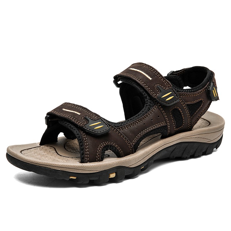 Genuine Leather Men's Sandals Summer New Large Size Men's Sandals Outdoor Men's Casual Shoes Fashion Sandals Slippers Plus Size 38-48