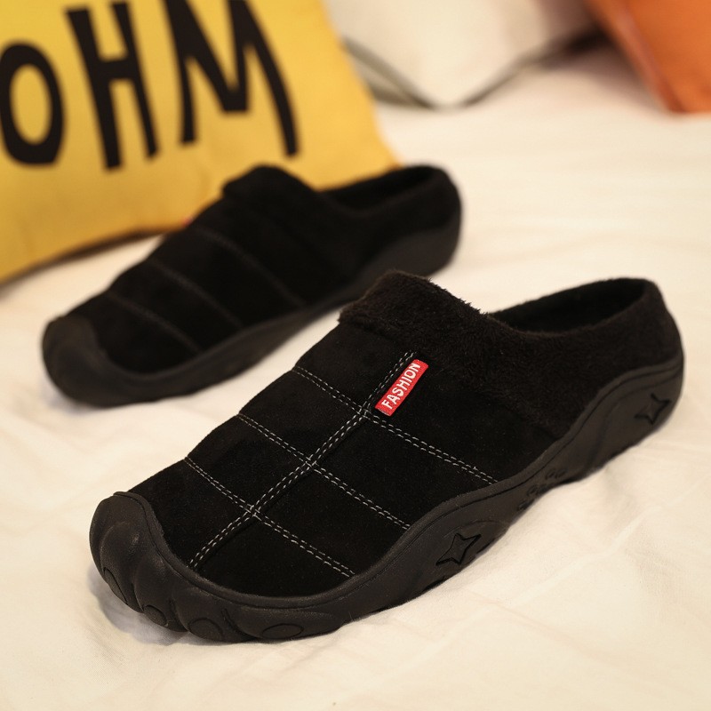 ZYYZYM-Men's Plush Slippers, Fall/Winter, Warm, Fashionable, Lightweight, Indoor, Semi-trailer, Cotton, Large 39-46 EUR