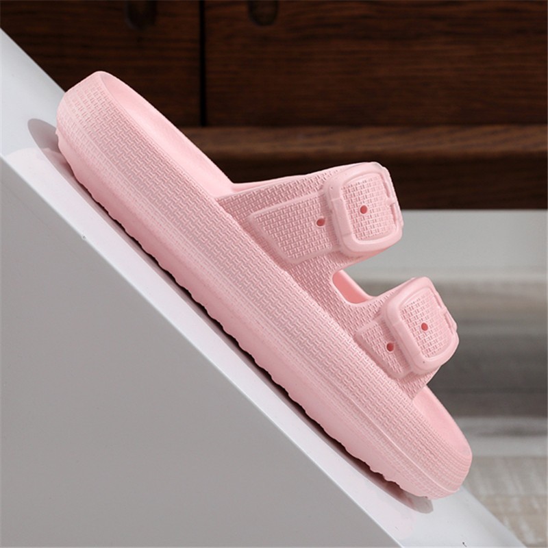 Lucifer Indoor Home Slippers Women Summer Shoes Simple EVA Soft Sole Flip Flops Woman Fashion Double Buckle Flat Sandals Mujer