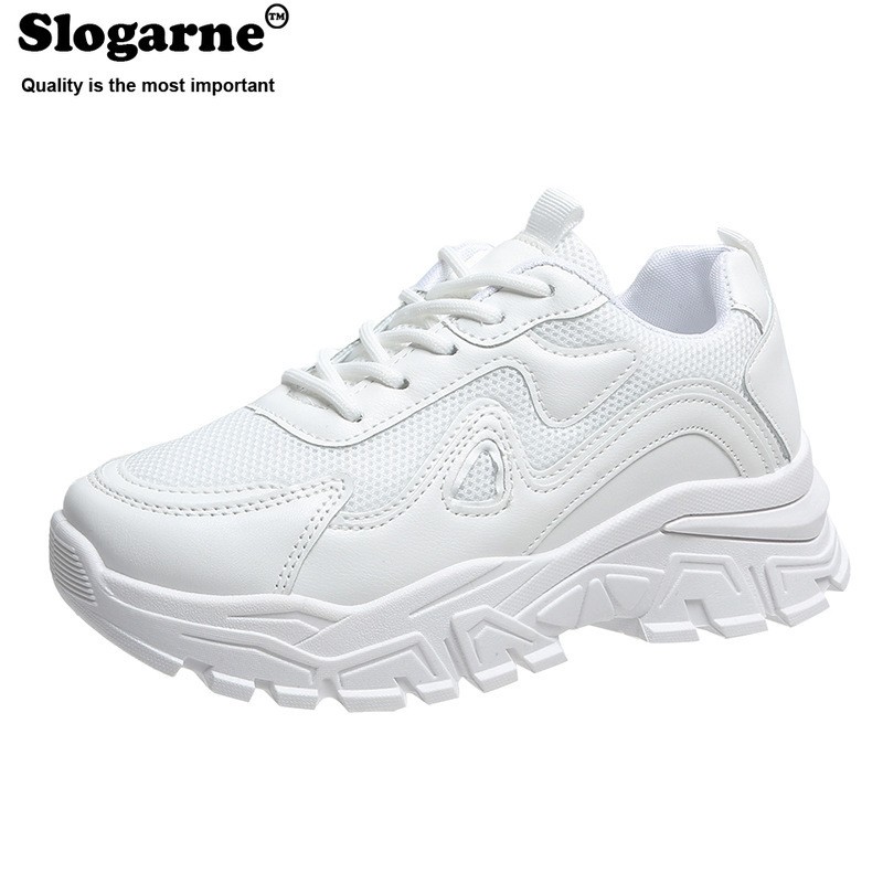 Women's Spring Autumn Thick Sole Sneakers Woman PU Mesh Casual Sneakers Breathable Running New Women's Shoes Vulcanize