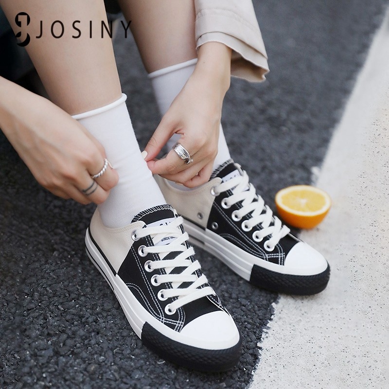 JOSINY 2022 Women's Sneakers Women's Casual Shoes New Korean Version Student Sports Color Blocking Canvas Shoes