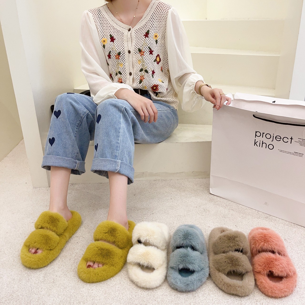 Home Slippers Women Winter Slippers Female Plus Size 42 Flat Bottom Indoor Keep Warm Flip Flop Spring And Autumn Women's Shoes